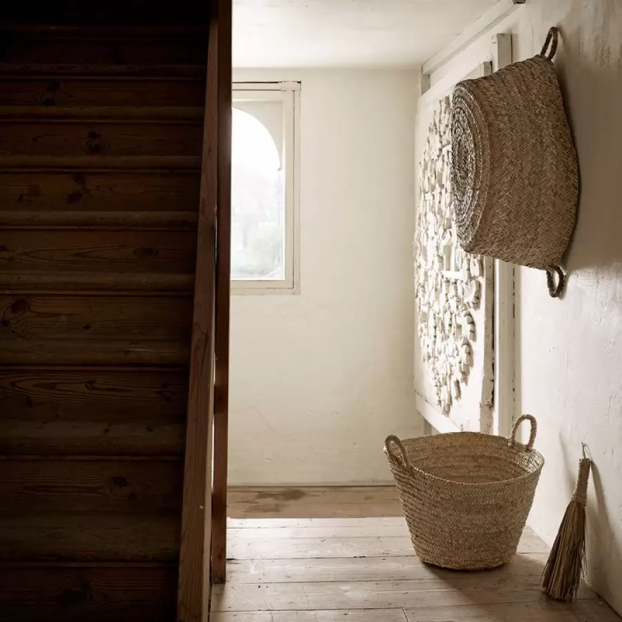 TineK Home -  Kurv Palmeblade m/hanke, Natur Ø:55*H:35