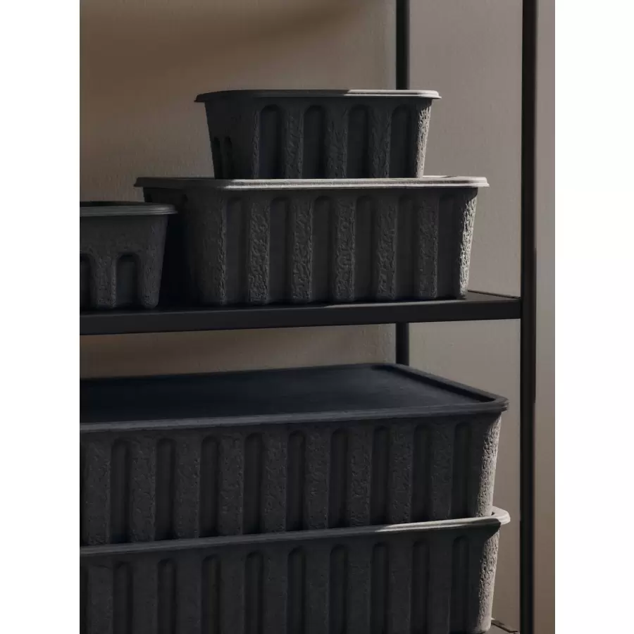 ferm LIVING - 2 stk. Paper Pulp Box, Charcoal Extra Large, hent-selv vare