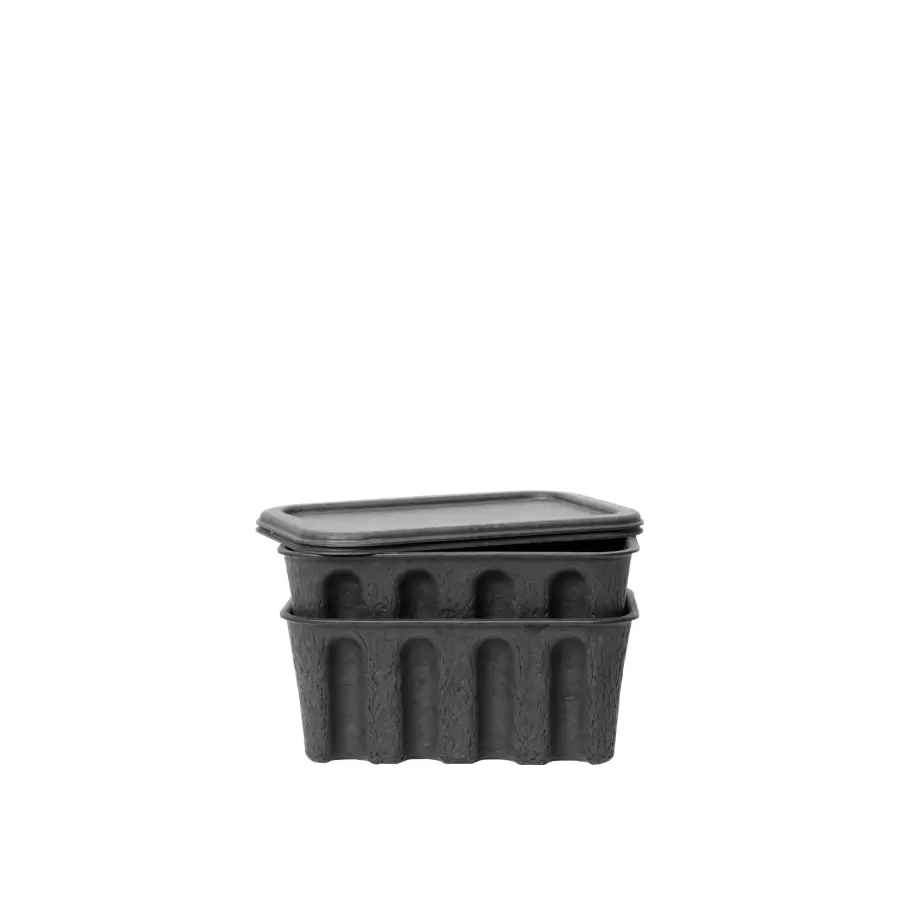 ferm LIVING - 2 stk. Paper Pulp Box, Large Charcoal 40*30, hent-selv vare