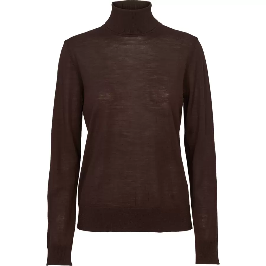 Basic Apparel - Vera Roll Neck, chokolade, 100% merino uld