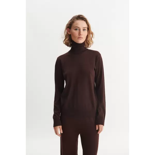 Basic Apparel - Vera Roll Neck, chokolade, 100% merino uld