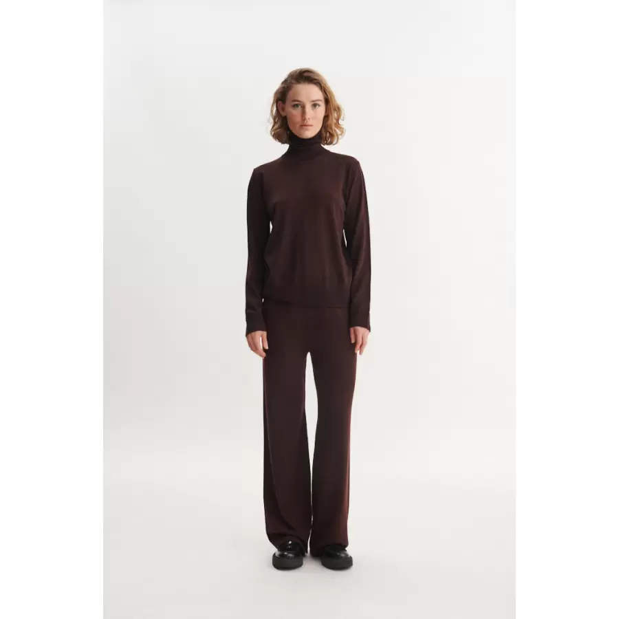Basic Apparel - Vera Roll Neck, Chokolade, 100% Merinould