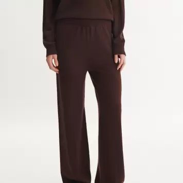 Basic Apparel - Vera Wide Pant 100% Merinould, Chokolade