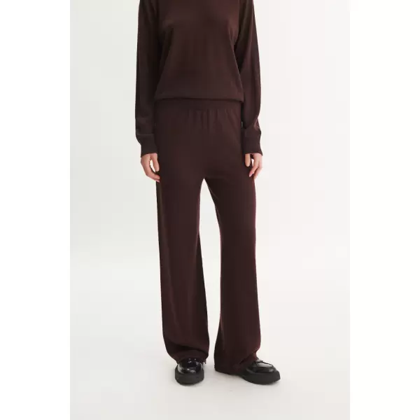 Basic Apparel - Vera wide Pant merino uld, chokolade Basic Apparel - Vera wide Pant merino uld, chokolade