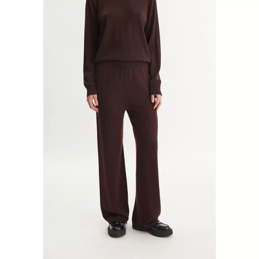 Basic Apparel - Vera wide Pant merino uld, chokolade