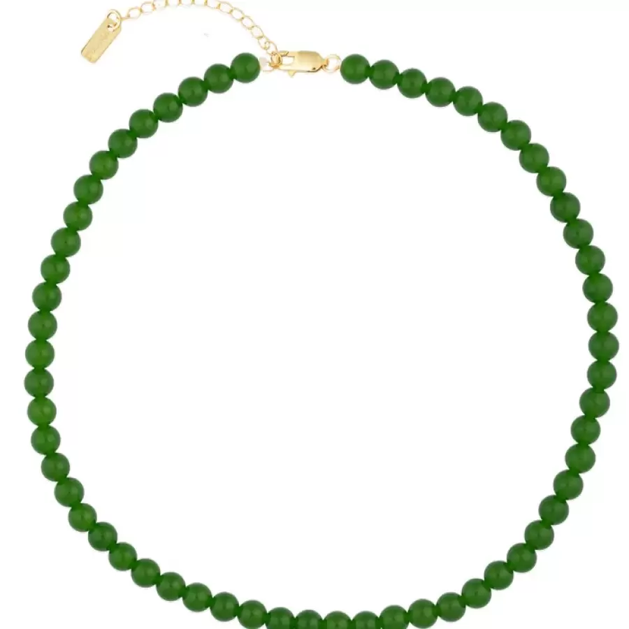 House of Vincent - Candy Coral, mørkegrøn halskæde, small