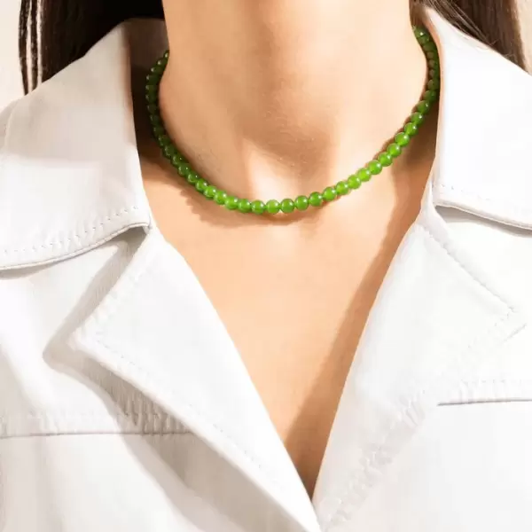 House of Vincent - Candy Coral, mørkegrøn halskæde, small