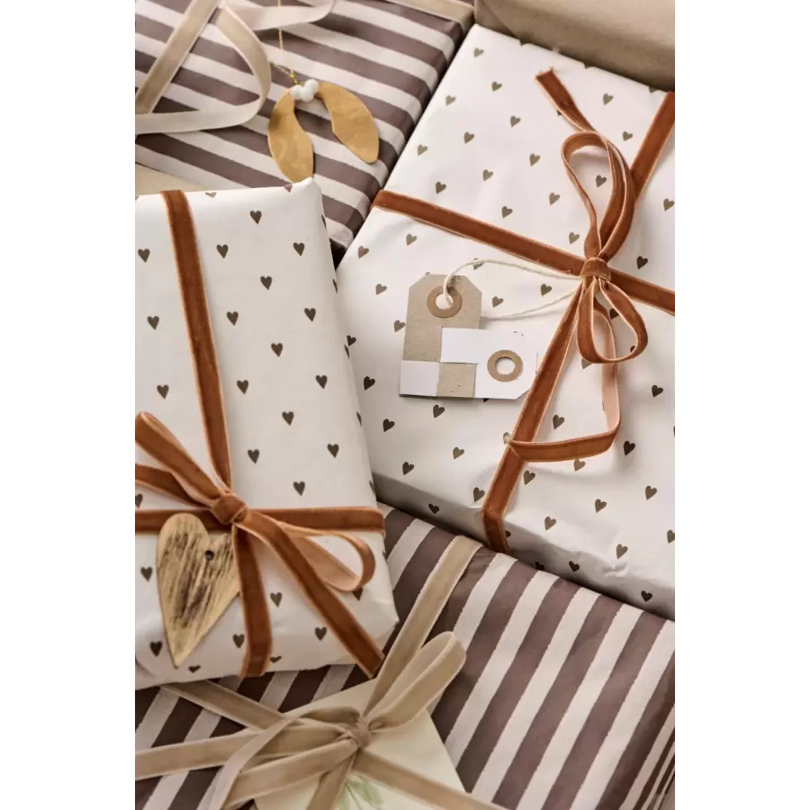 Ib Laursen - Gavepapir Brune Hjerter 5 m.