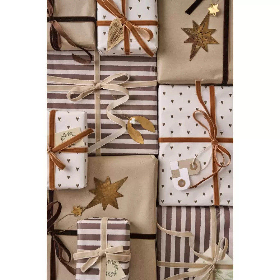 Ib Laursen - Gavepapir Brune Hjerter 5 m.