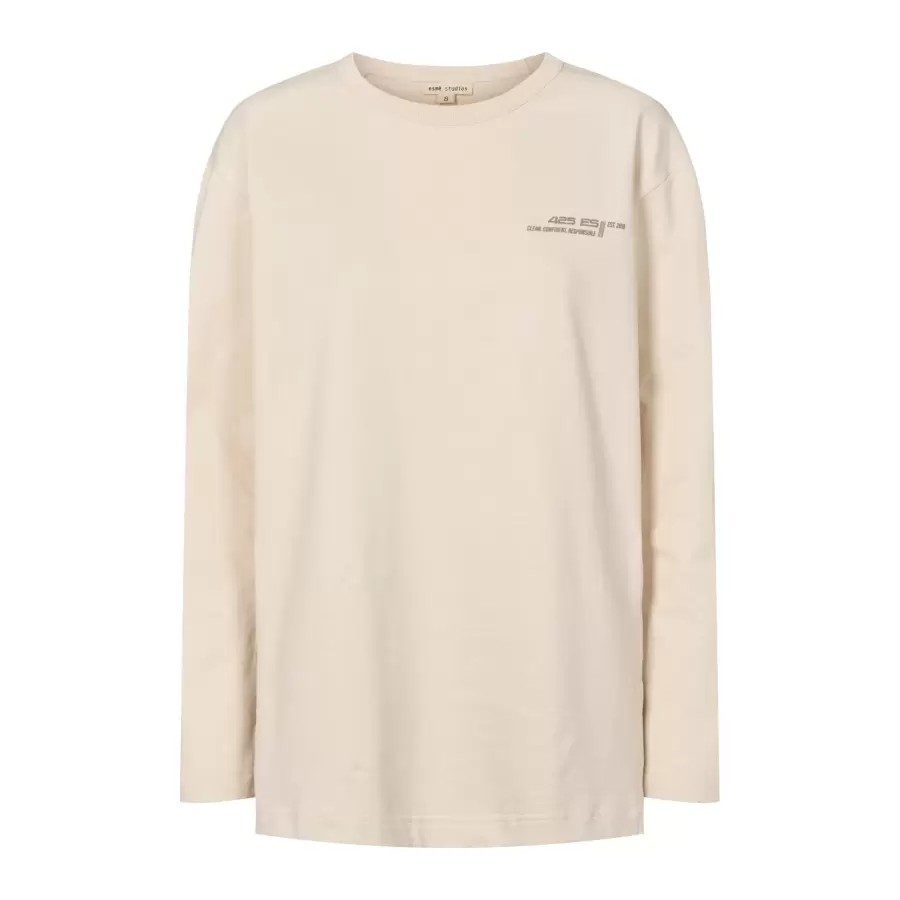 esmé studios - Dora LS Boxy T-shirt GOTS, White Sand