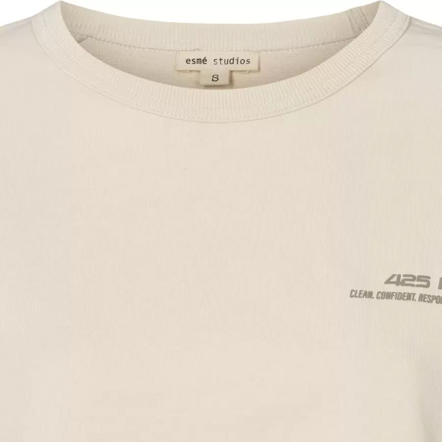 esmé studios - Dora LS Boxy T-shirt GOTS, White Sand