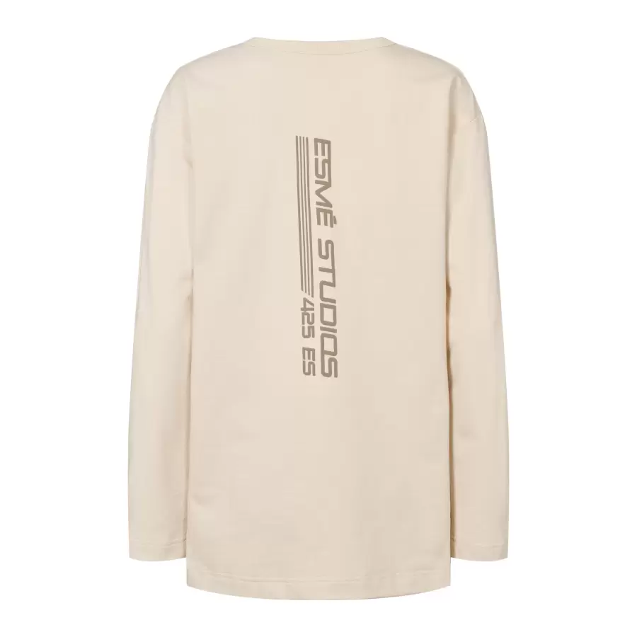 esmé studios - Dora LS Boxy T-shirt GOTS, White Sand