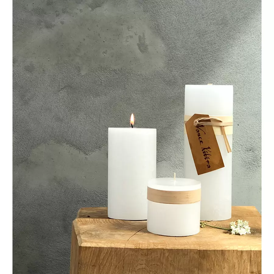 Lübech Living - Timber® bloklys, Snow White, Ø:8*7,5