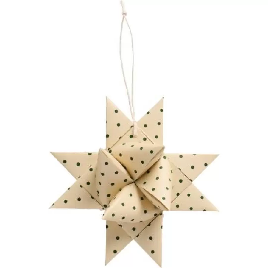 Ib Laursen - Stor flettet stjerne med grønne prikker 16*8