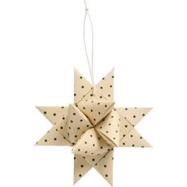 Ib Laursen - Stor flettet stjerne t/ophæng m/grønne prikker 16*16 cm.