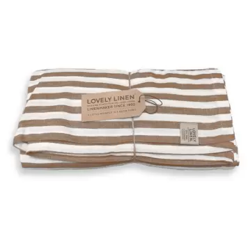 Lovely Linen - Hørdug Misty Stripe, Almond/Off White 145*300 Lovely Linen - Hørdug Misty Stripe, Almond/Off White 145*300
