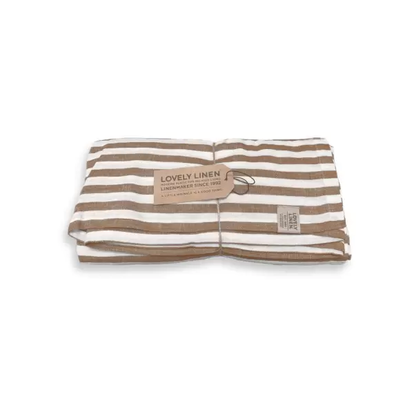 Lovely Linen - Hørdug Misty Stripe, Almond/Off White 145*380