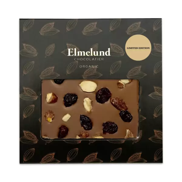 Elmelund - Øko Chokoladeplade, Brændte mandler og Tranebær