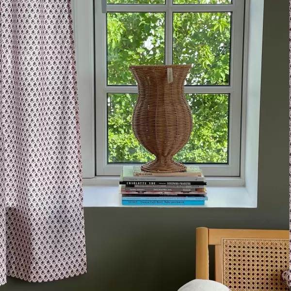 Jou Quilts - Jou Vase med fod, Rattan Ø: 24*35