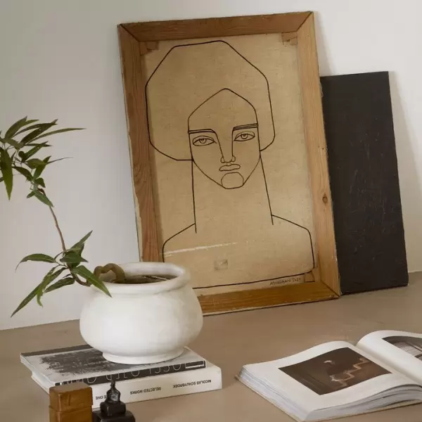 TineK Home - Krukkesæt, ler, 2 stk, m/silicone, washed white, hent-selv vare