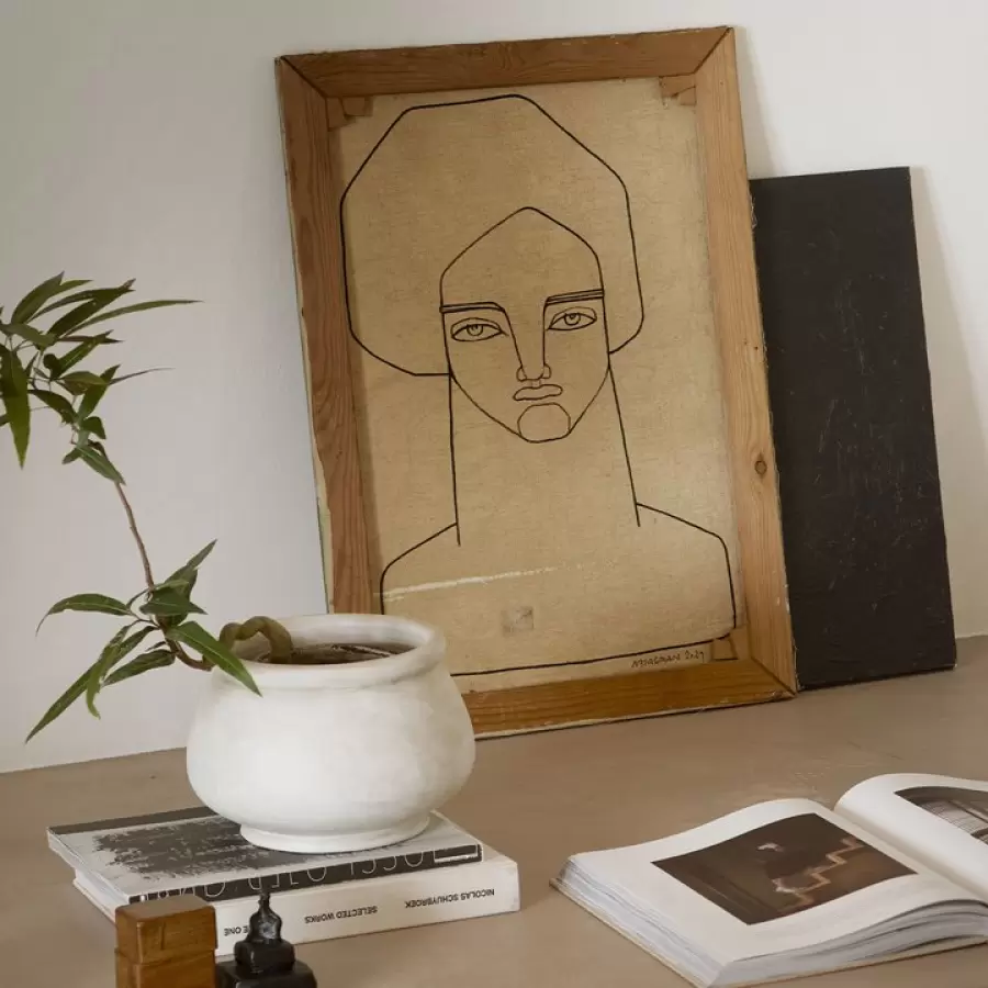 TineK Home - Krukkesæt, ler, 2 stk, m/silicone, washed white, hent-selv vare