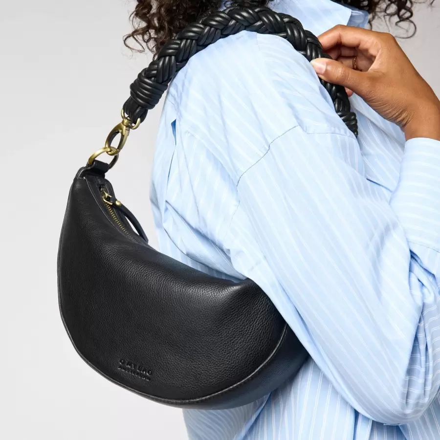 O My Bag - Leo Twisted Handle - Black Soft Grain