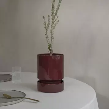 Bergs Potter - Hoff GLASERET POTTE (kun potte) Deep Burgundy, Ø 14 cm