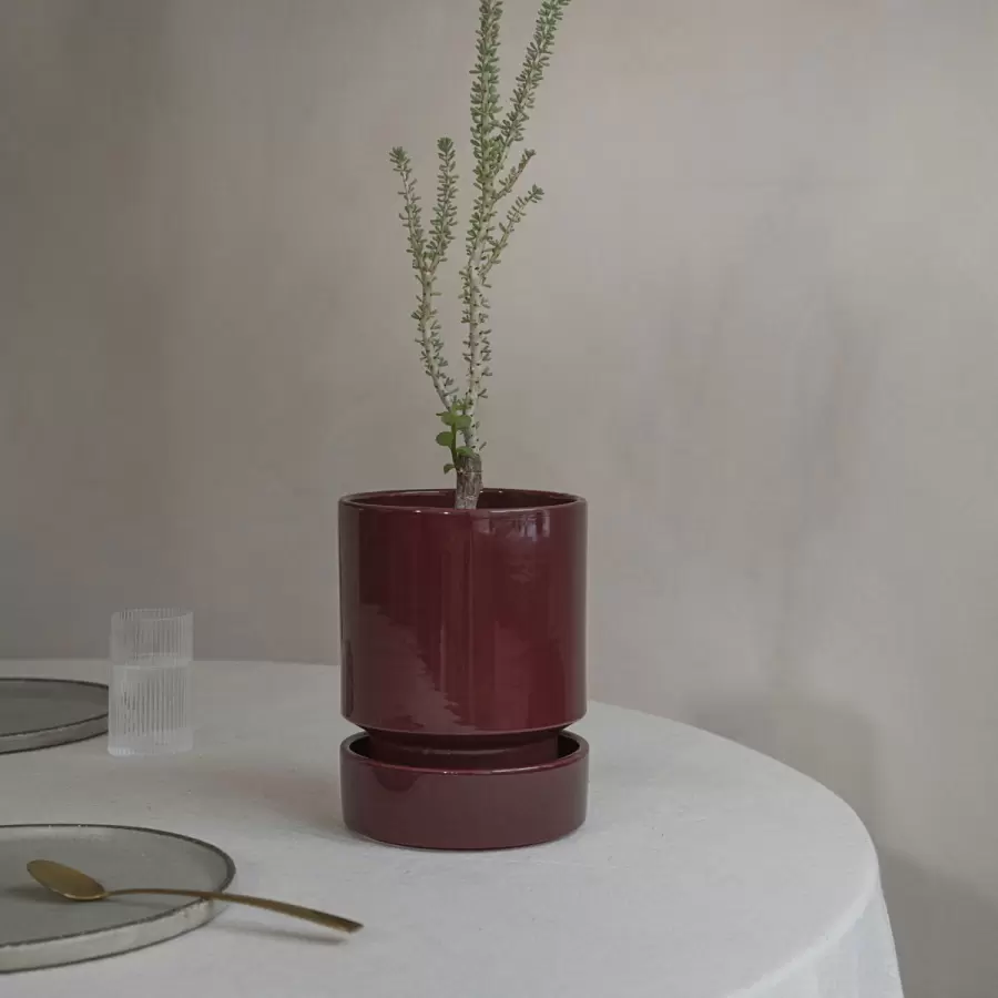 Bergs Potter - Hoff Glaseret potte, Deep Burgundy, Ø:21 - hent selv