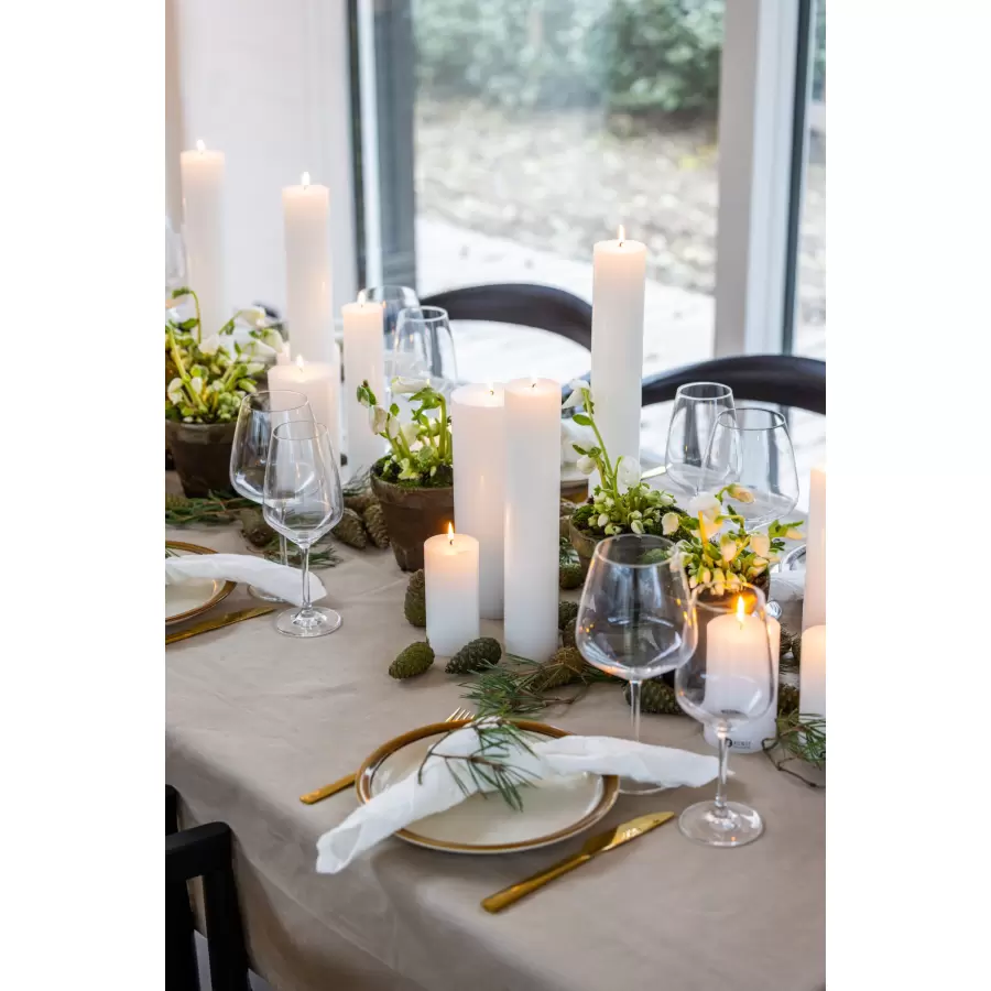 Voksalter lys, hvid Ø7x12 cm.