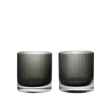 Ferm Living - 2 stk. Ripple Tumbler Glas, Smoked Grey Ferm Living - 2 stk. Ripple Tumbler Glas, Smoked Grey