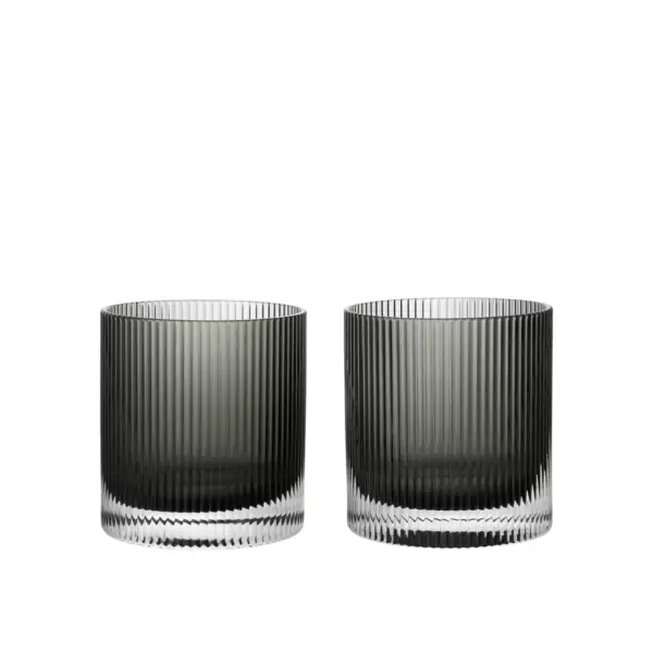 ferm LIVING - 2 stk. Ripple Tumbler Glas, Smoked Grey