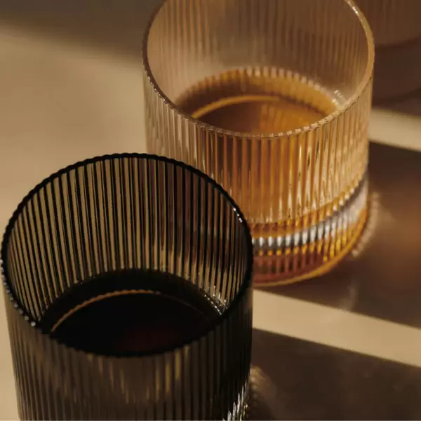 ferm LIVING - Ripple Tumbler Glasses - Set  of 2 - Smoked Grey