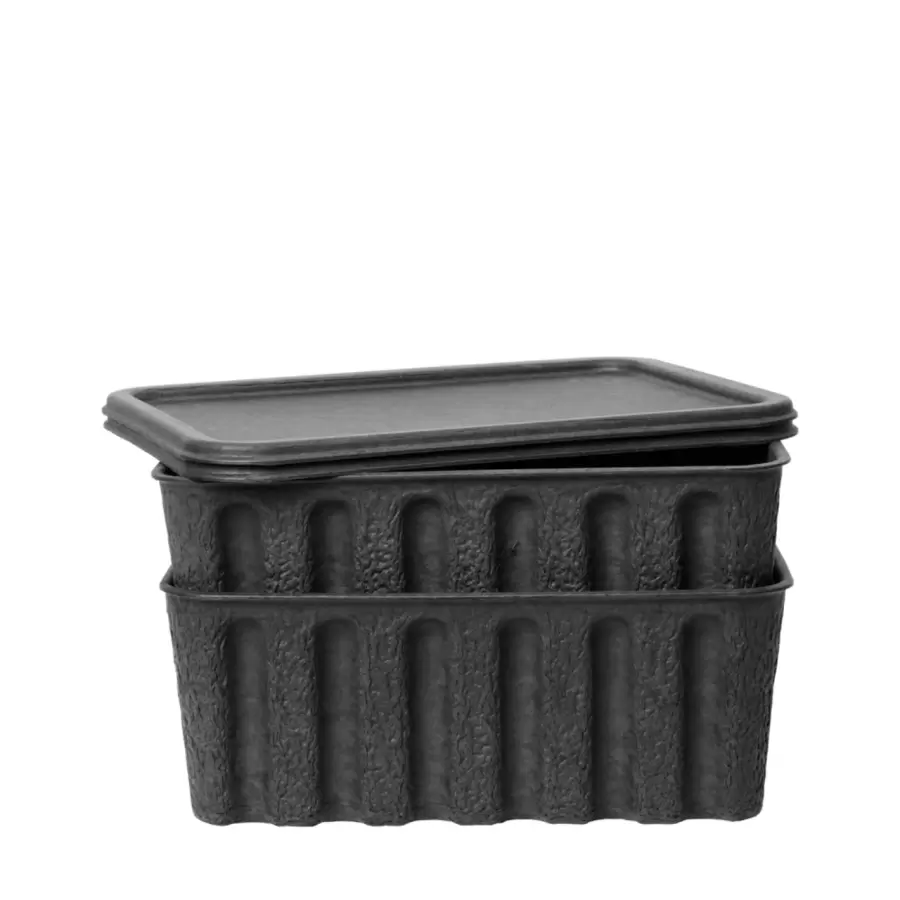 ferm LIVING - Paper Pulp Boxe - Large - Sæt med 2 - Charcoal/koksgrå