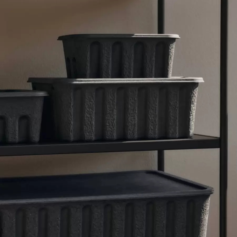 ferm LIVING - 2 stk. Paper Pulp Box, Charcoal Large