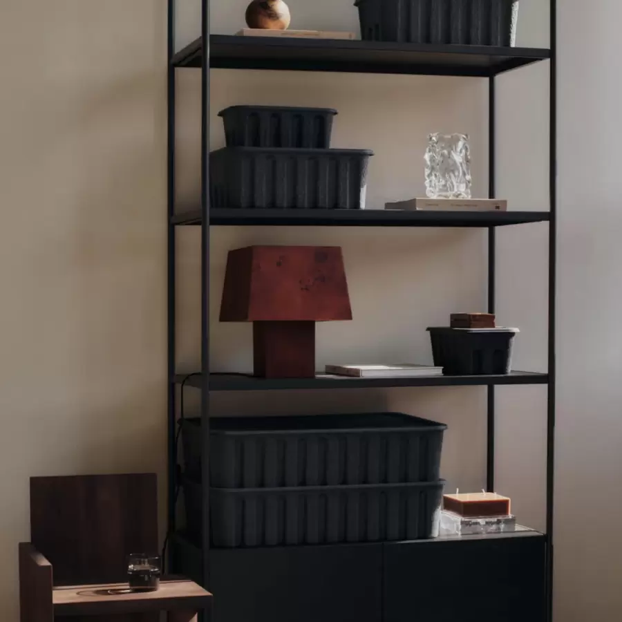 ferm LIVING - Paper Pulp Boxe - Large - Sæt med 2 - Charcoal/koksgrå