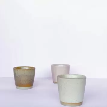 Bornholms Keramikfabrik - 3 stk. i sampak Ø-kopper  Moods Collection, Old rose, Creamy white, Sand