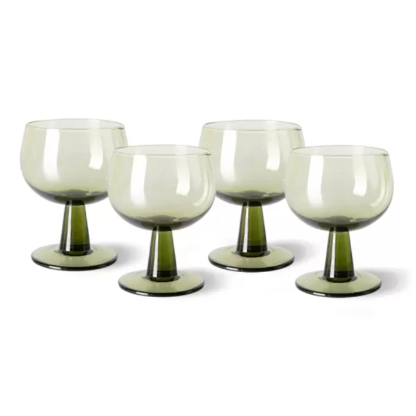 HK living - The emeralds: wine glass low, olive green (set of 4) HK living - The emeralds: wine glass low, olive green (set of 4)