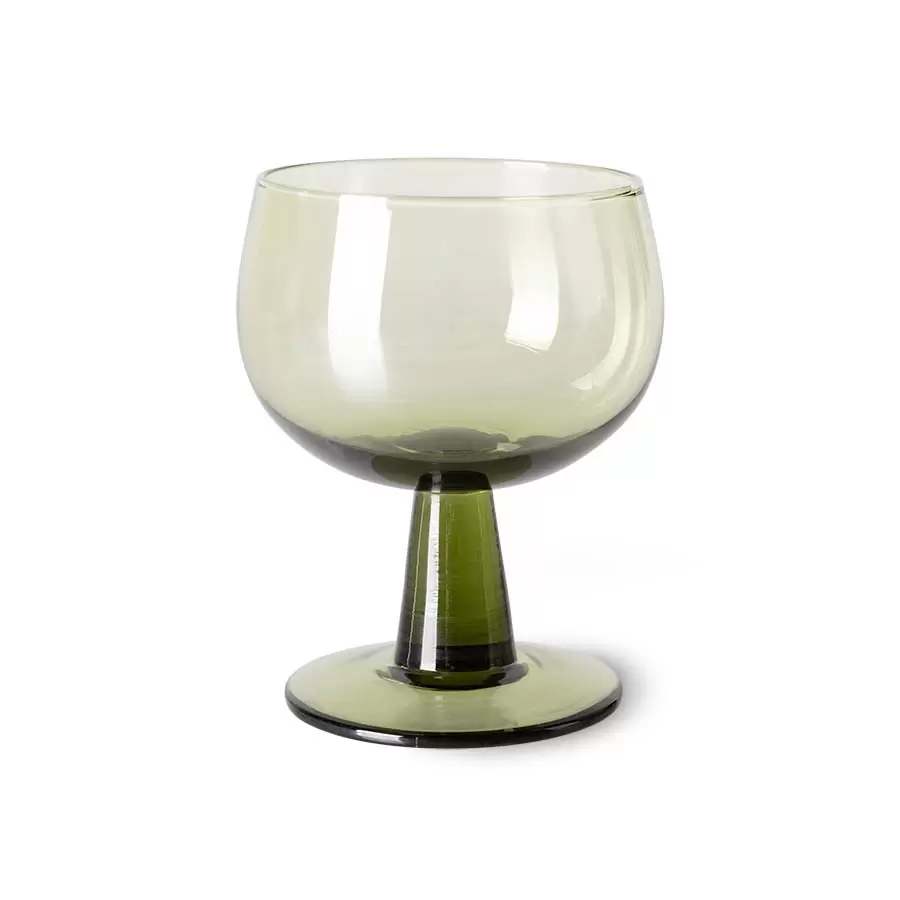 HK living - The emeralds: wine glass low, olive green (set of 4)
