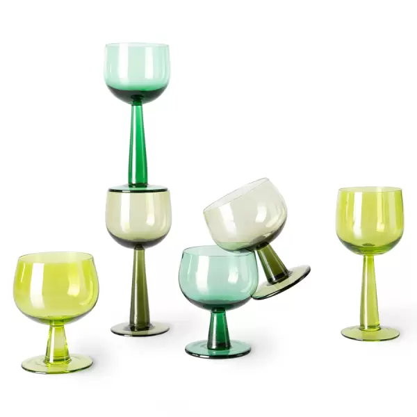 HK living - The emeralds: wine glass low, olive green (set of 4) HK living - The emeralds: wine glass low, olive green (set of 4)