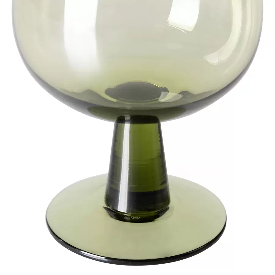 HK living - The emeralds: wine glass low, olive green (set of 4)