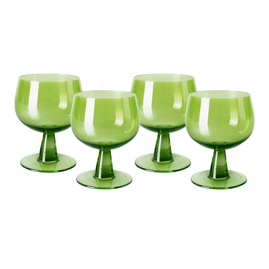 HK living - Sæt med 4 glas The emeralds: vinglas, lave, lime green 