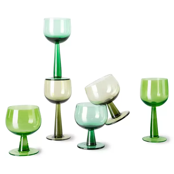 HK living - Sæt med 4 glas The emeralds: vinglas, lave, lime green HK living - Sæt med 4 glas The emeralds: vinglas, lave, lime green