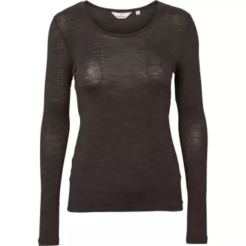 Basic Apparel - Rinja Langærmet Tee, chokolade