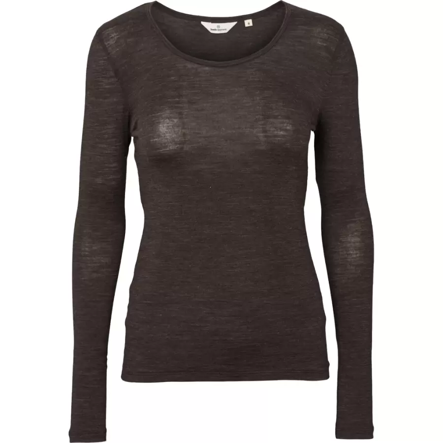 Basic Apparel - Rinja Langærmet Tee, chokolade