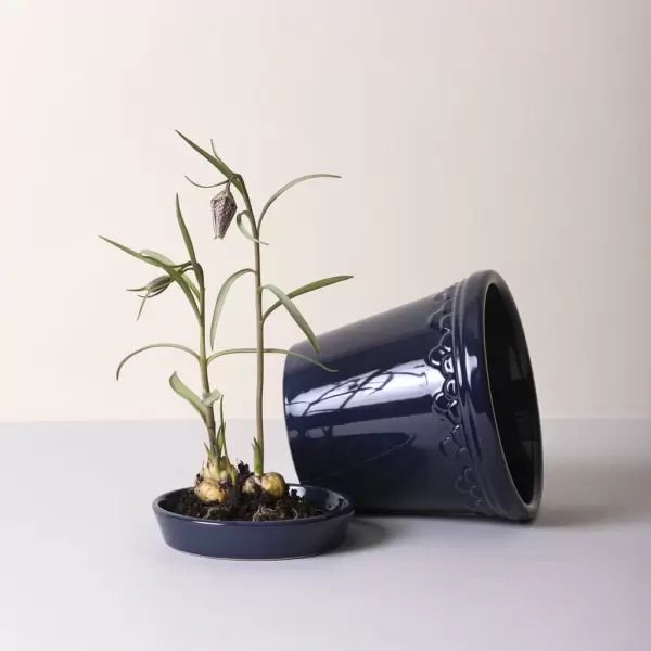 Bergs Potter - Ø:12 Sæt Glaseret Københavnerpotte, Sapphire Blue