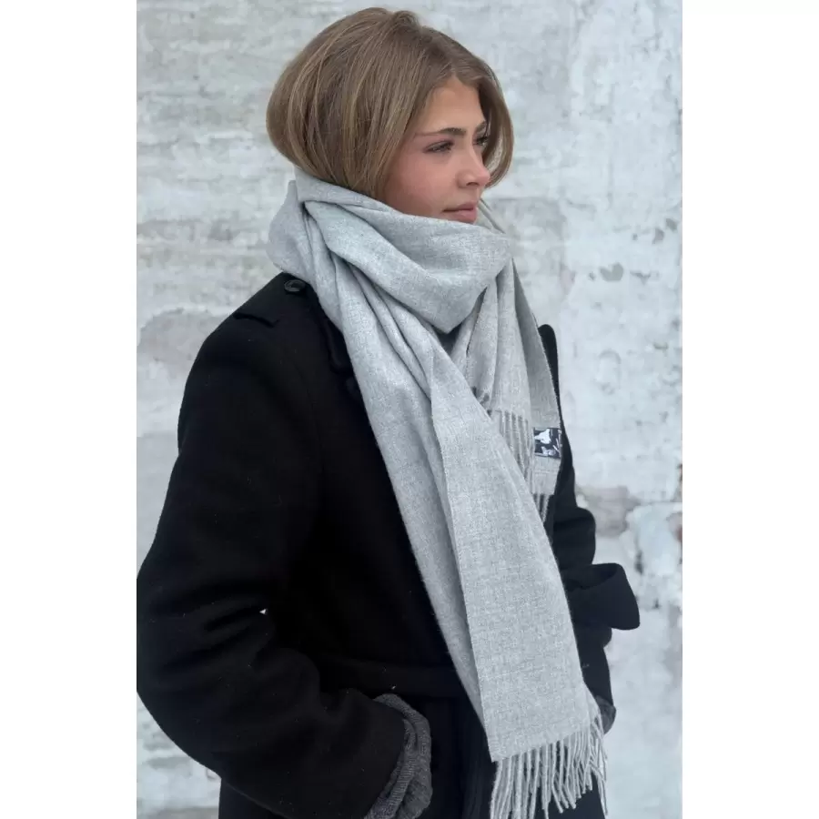 Silkeborg Uldspinderi - Baby Alpaca Tørklæde Arequipa, Lysegrå 60*200