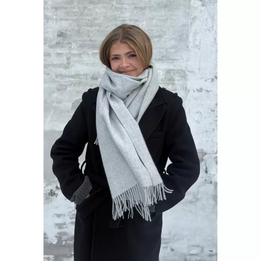 Silkeborg Uldspinderi - Baby Alpaca Tørklæde Arequipa, Lysegrå 60*200