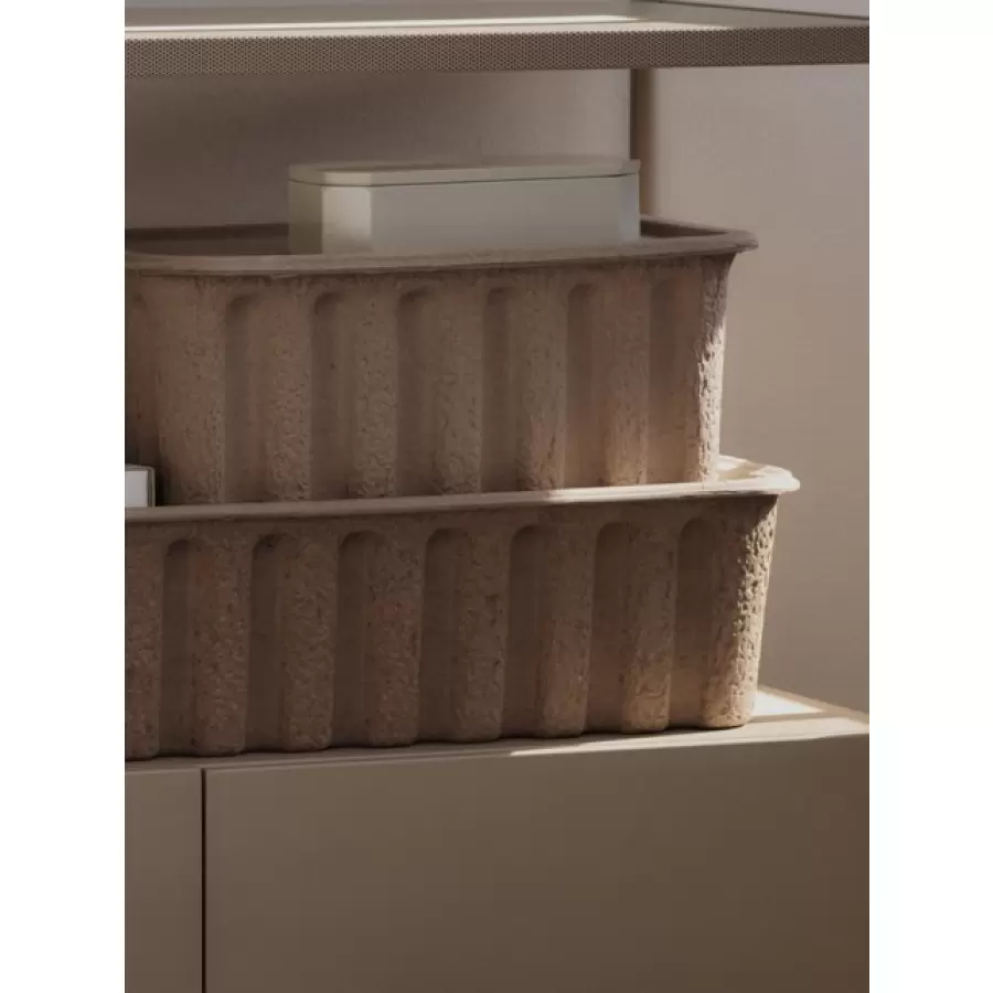 ferm LIVING - 2 stk. Paper Pulp Box, Beige Extra Large - HENT selv vare