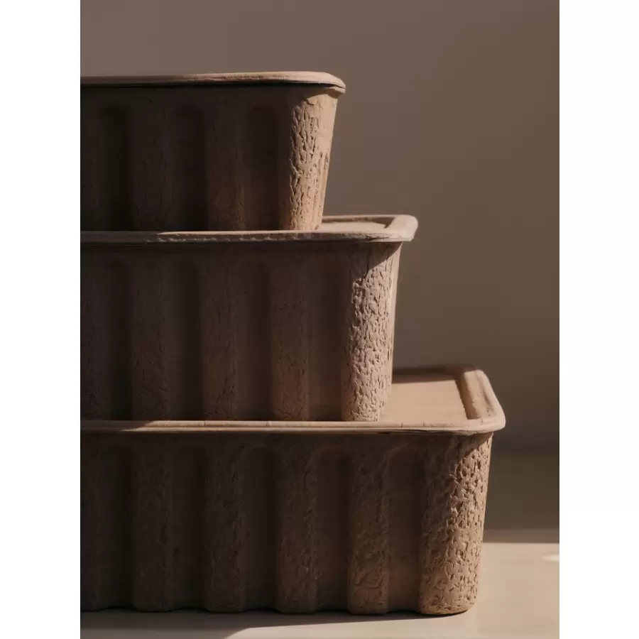 ferm LIVING - 2 stk. Paper Pulp Box, Beige Extra Large - HENT selv vare