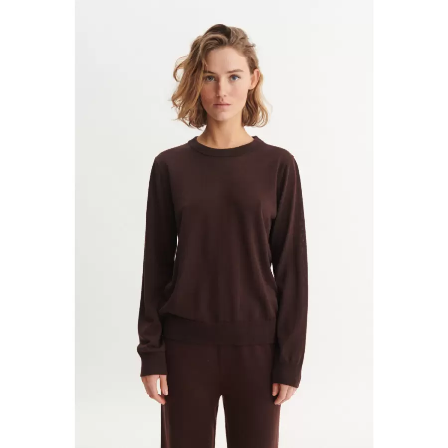 Basic Apparel - Vera merino sweater, brun melange